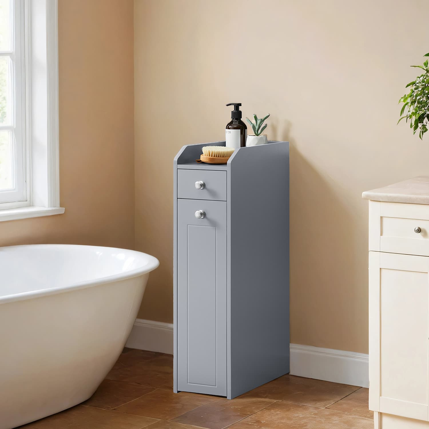 Badkamerkastje – Smal kastje voor toiletpapier, compact ontwerp