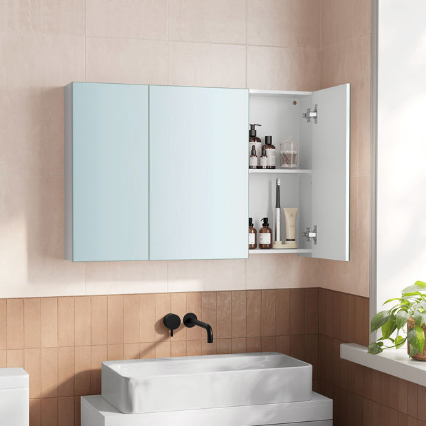 Wandkast met spiegel en verstelbare plank – wit