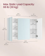 Wandkast met spiegel en verstelbare plank – wit