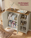 Badkamerkast – 2 Deuren en Open Vakken – Verstelbare Planken – 90 x 30 x 80 cm – Vintage Wit en Honingbruin