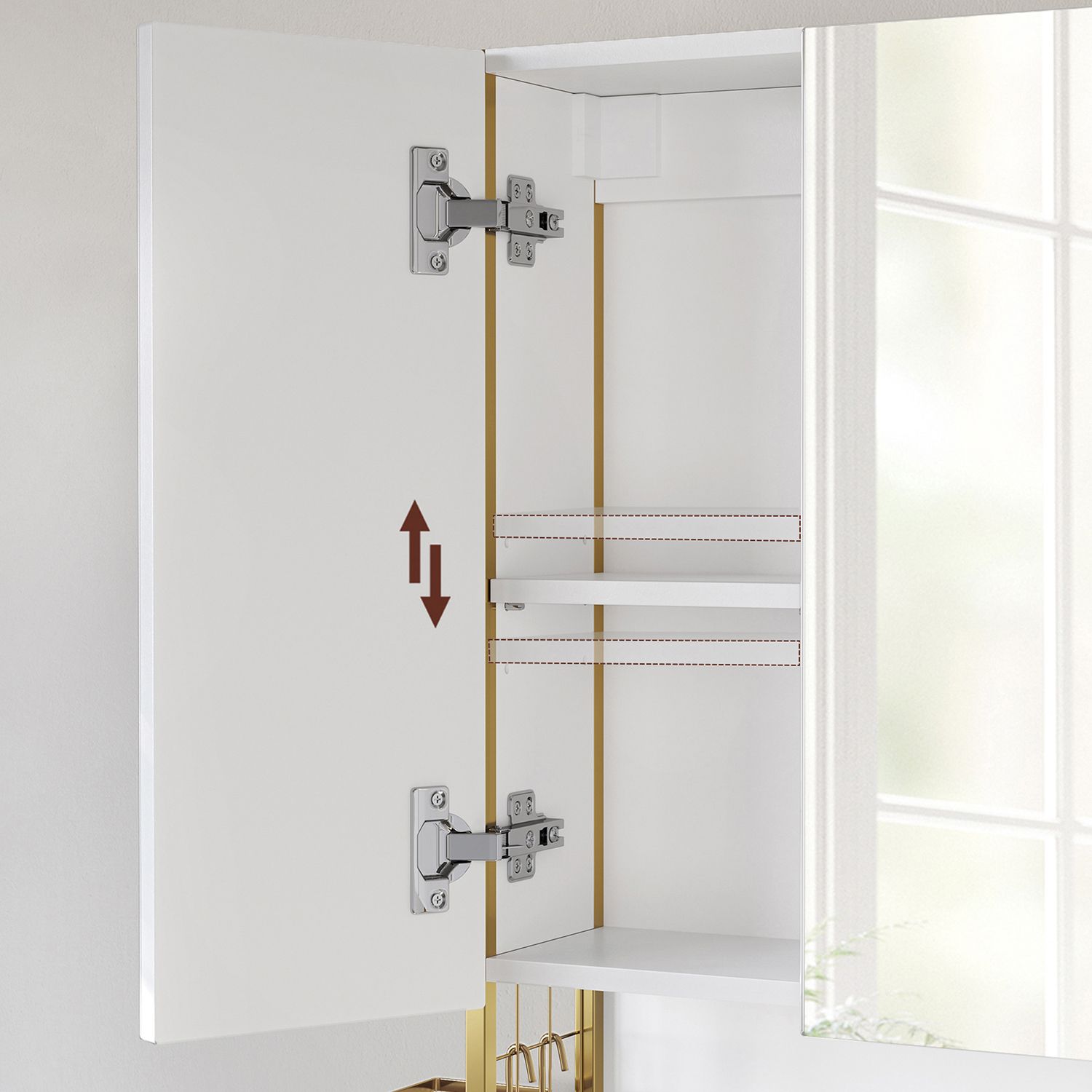 Badkamerkast – Met verlichting en spiegels – Wit / Goud