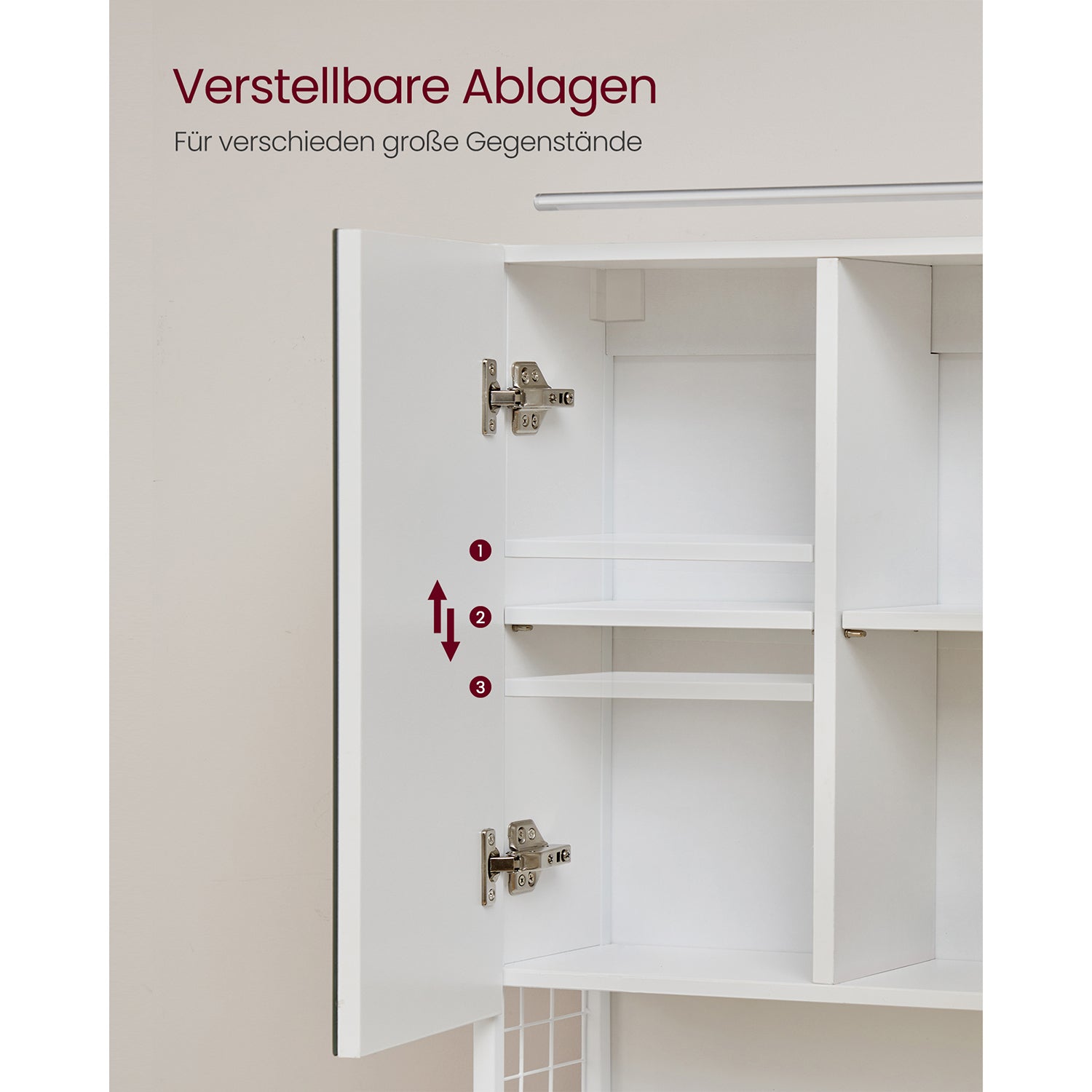 Badkamerspiegelkast – 3 deuren – met verlichting en verstelbare plank