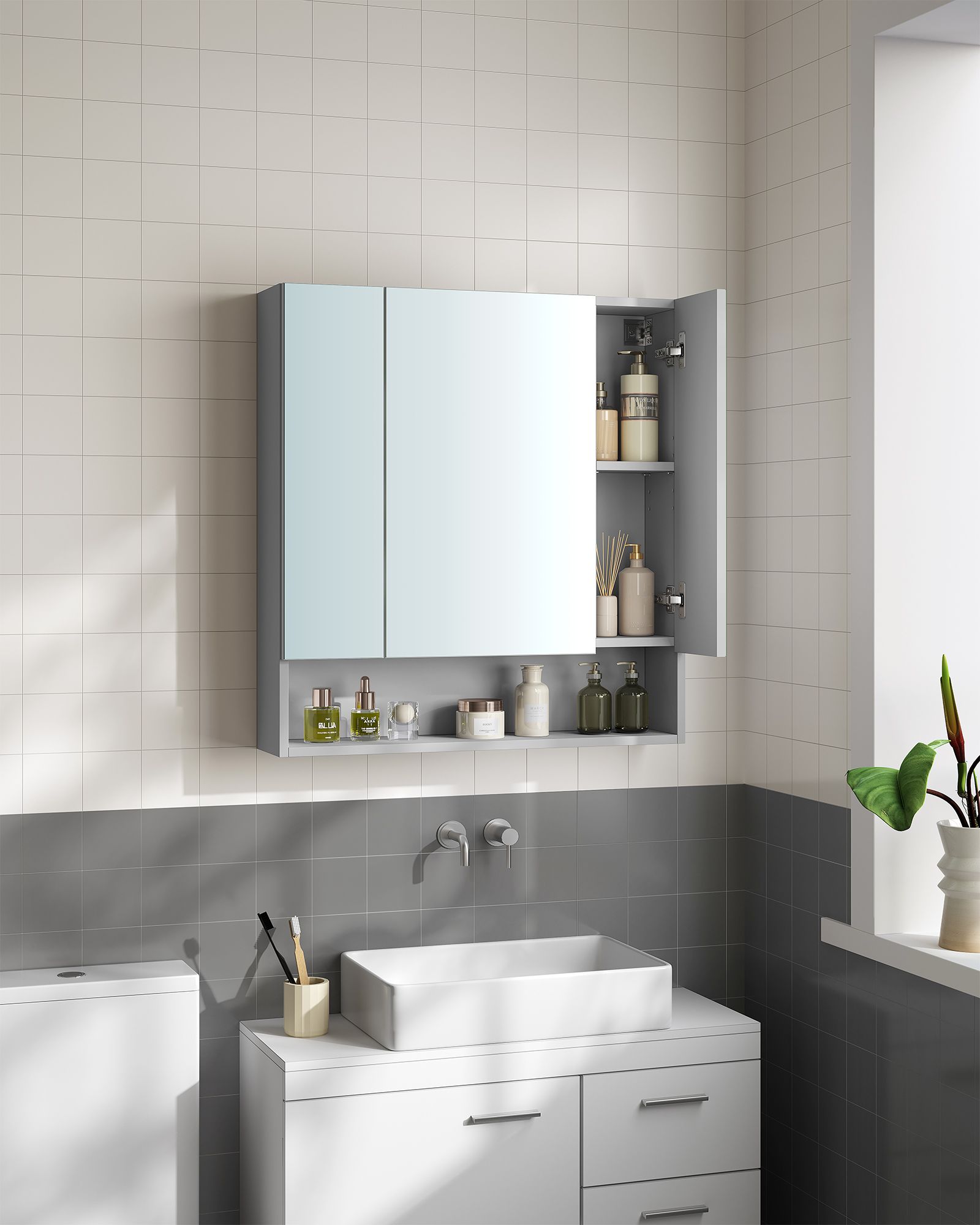 Badkamermeubel – met 3 deuren – 16,5 × 70 × 75 cm