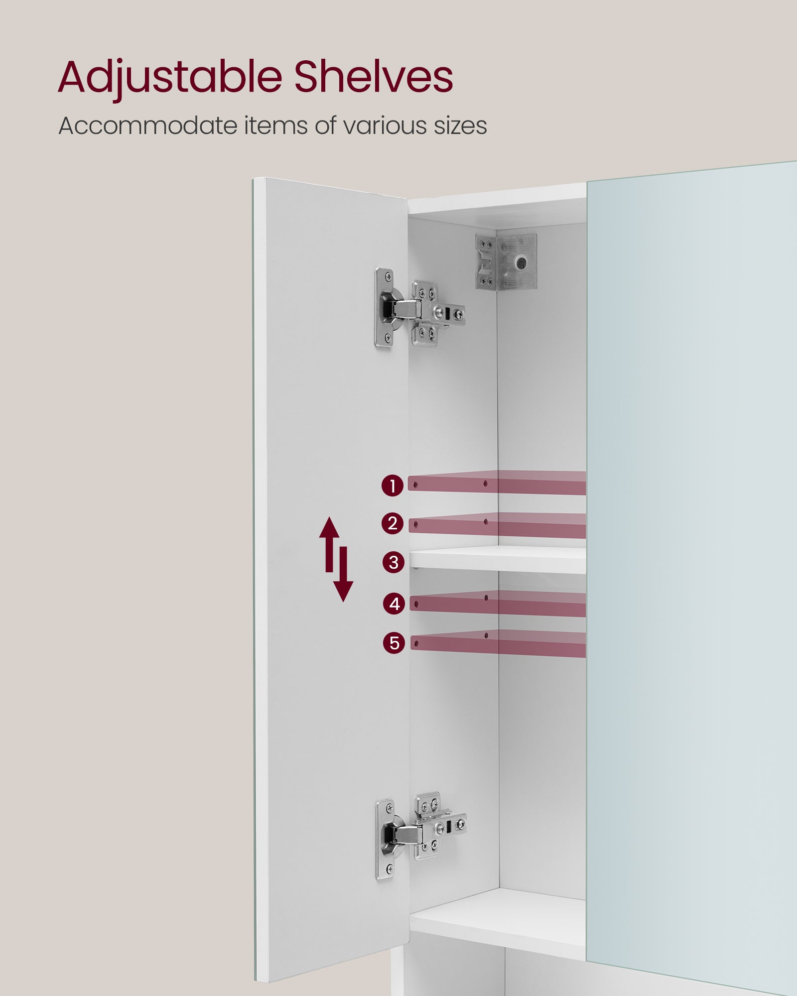 Badkamerkastje – met 3 deuren – 16,5 × 70 × 75 cm – wolkwit
