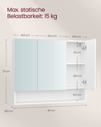 Badkamermeubel – met 3 deuren – 16,5 × 90 × 75 cm – wolkwit