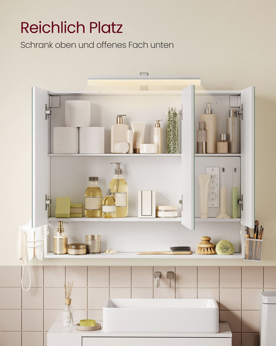 Badkamermeubel met 3 Deuren – 16,5 x 90 x 75 cm – Wolkenwit