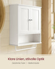 Wandkast - 20 x 56 x 60 cm - Wolkenwit - Verstelbare plank - 2 deuren - Met handdoekrek - Max. draagvermogen 44 kg
