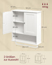 Wandkast - 20 x 56 x 60 cm - Wolkenwit - Verstelbare plank - 2 deuren - Met handdoekrek - Max. draagvermogen 44 kg