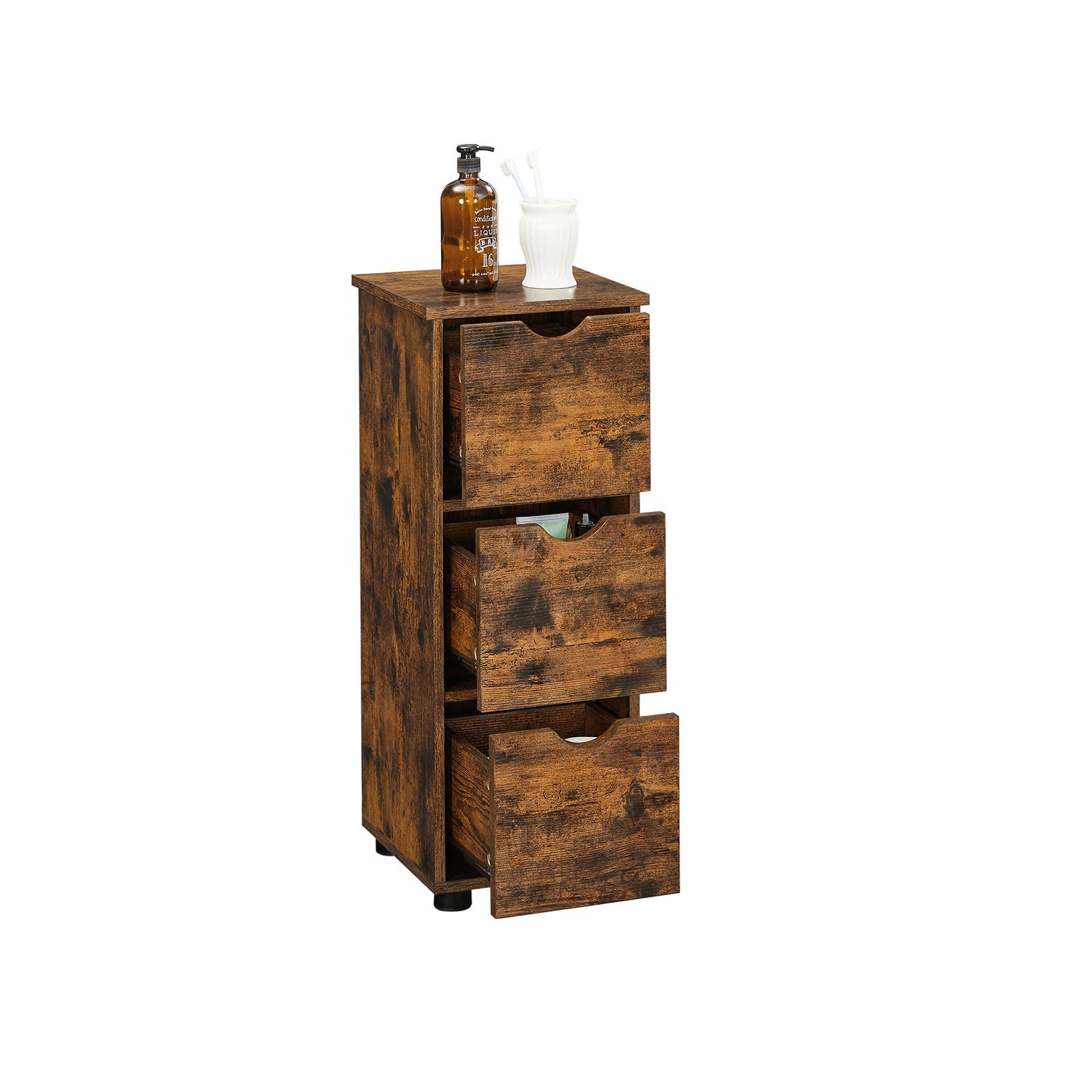 Badkamerkast - Ladekast - 3 lades - Vintage bruin