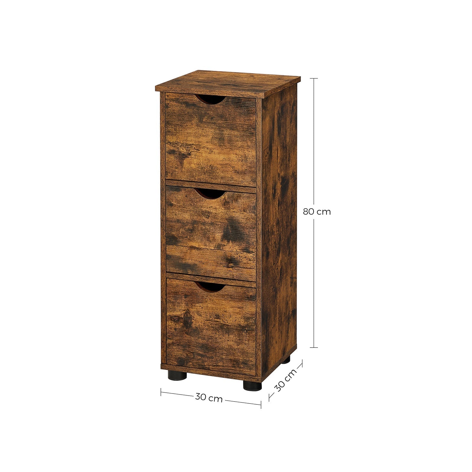 Badkamerkast - Ladekast - 3 lades - Vintage bruin