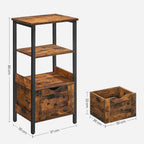 Badkamerkast - Met 2 lades - Opbergkast - Vintage Bruin / Zwart