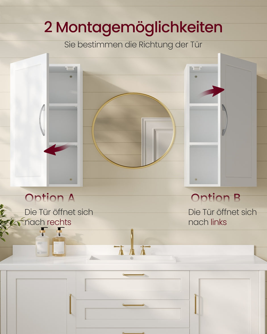 Badkamerkastje - 18 x 30 x 60 cm - Wandmontage - Wolkenwit - Max. belasting 25 kg
