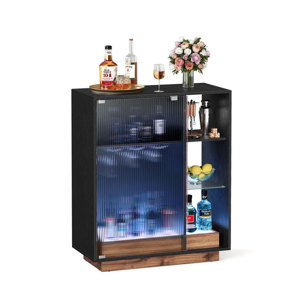 Drankkast met verlichting - 25 kleuren - 6 helderheidsniveau’s - Magnetische sluiting - Verstelbare glazenplank