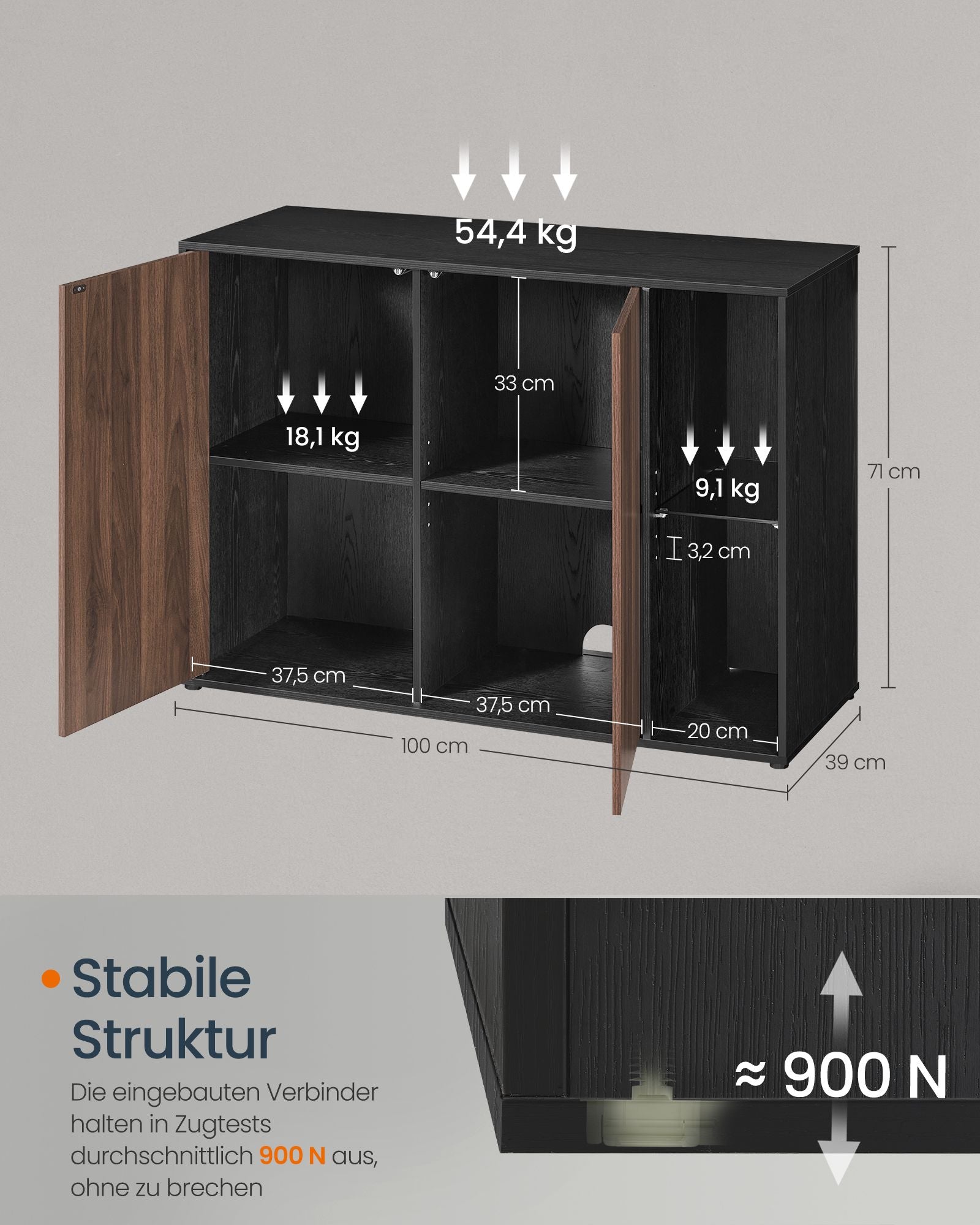 Dressoir – met verlichting & toolless technologie