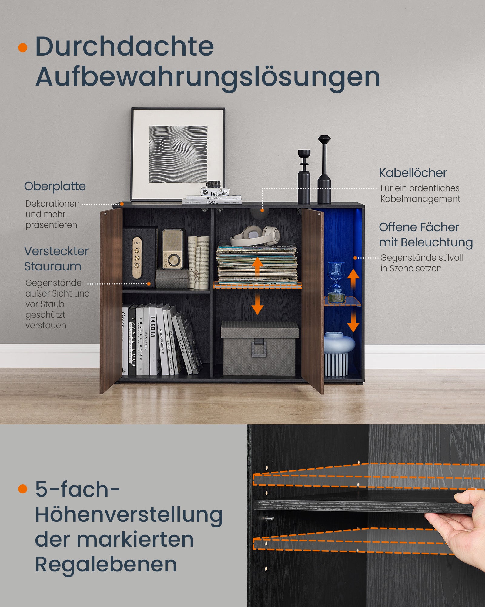 Dressoir – met verlichting & toolless technologie