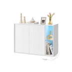 Dressoir met verlichting en toolless technologie natuurlijk walnoot-ebbenhout zwart