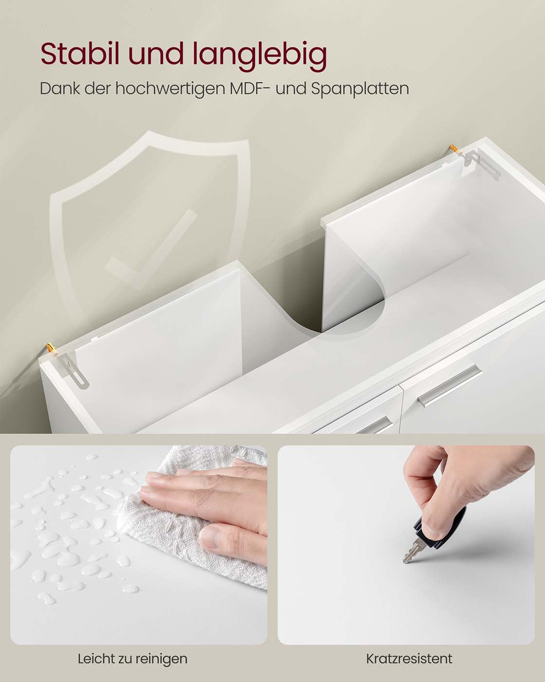 Wastafelmeubel met deuren en compartimenten – Cloud White