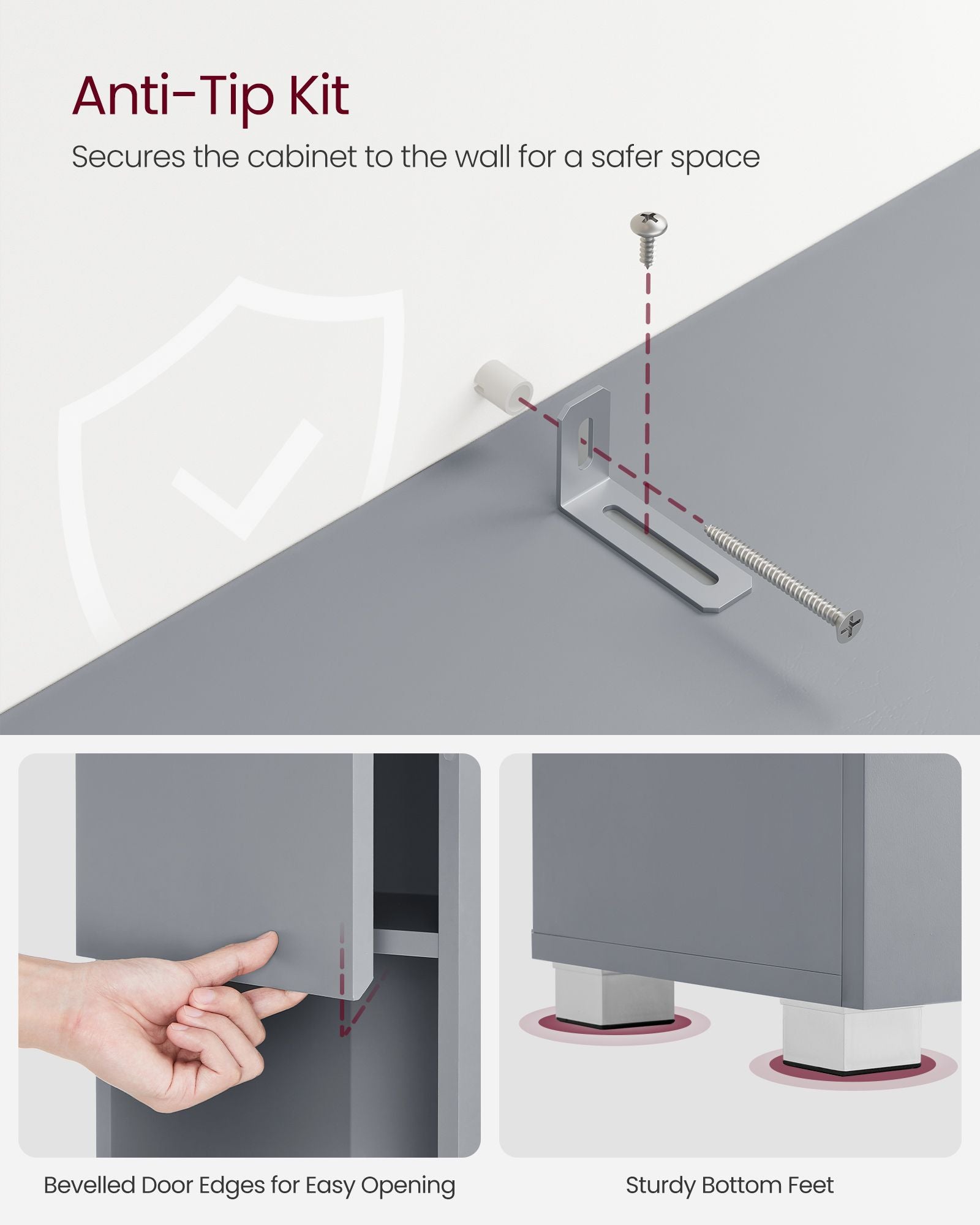 Badkamerkastje – 30 x 30 x 170 cm – mystiek grijs