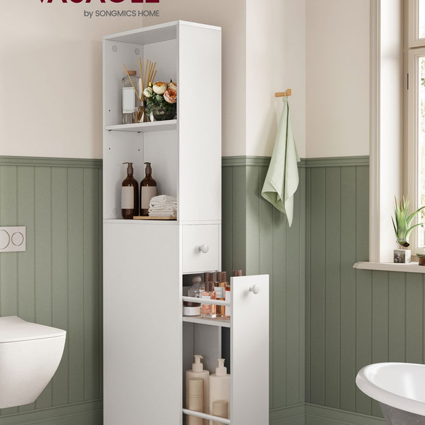 Badkamerkastje – hoog en smal – klassiek wit