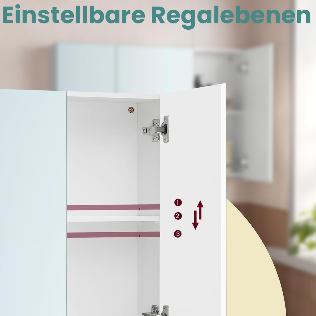 Badkamerkast – 3 Deuren en Opbergvakken – Wit