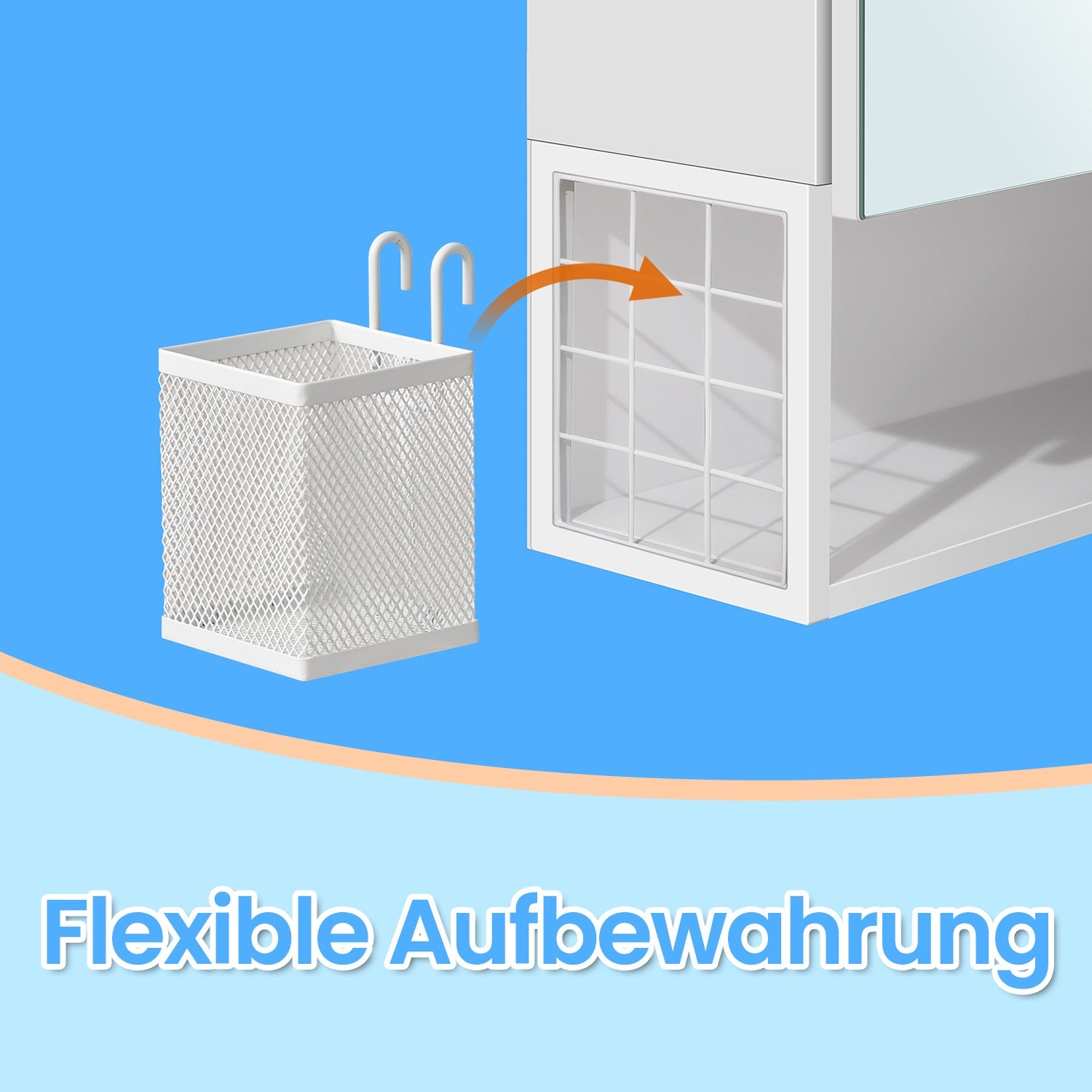 Badkamermeubel met LED-verlichting, stopcontacten, hangmandje