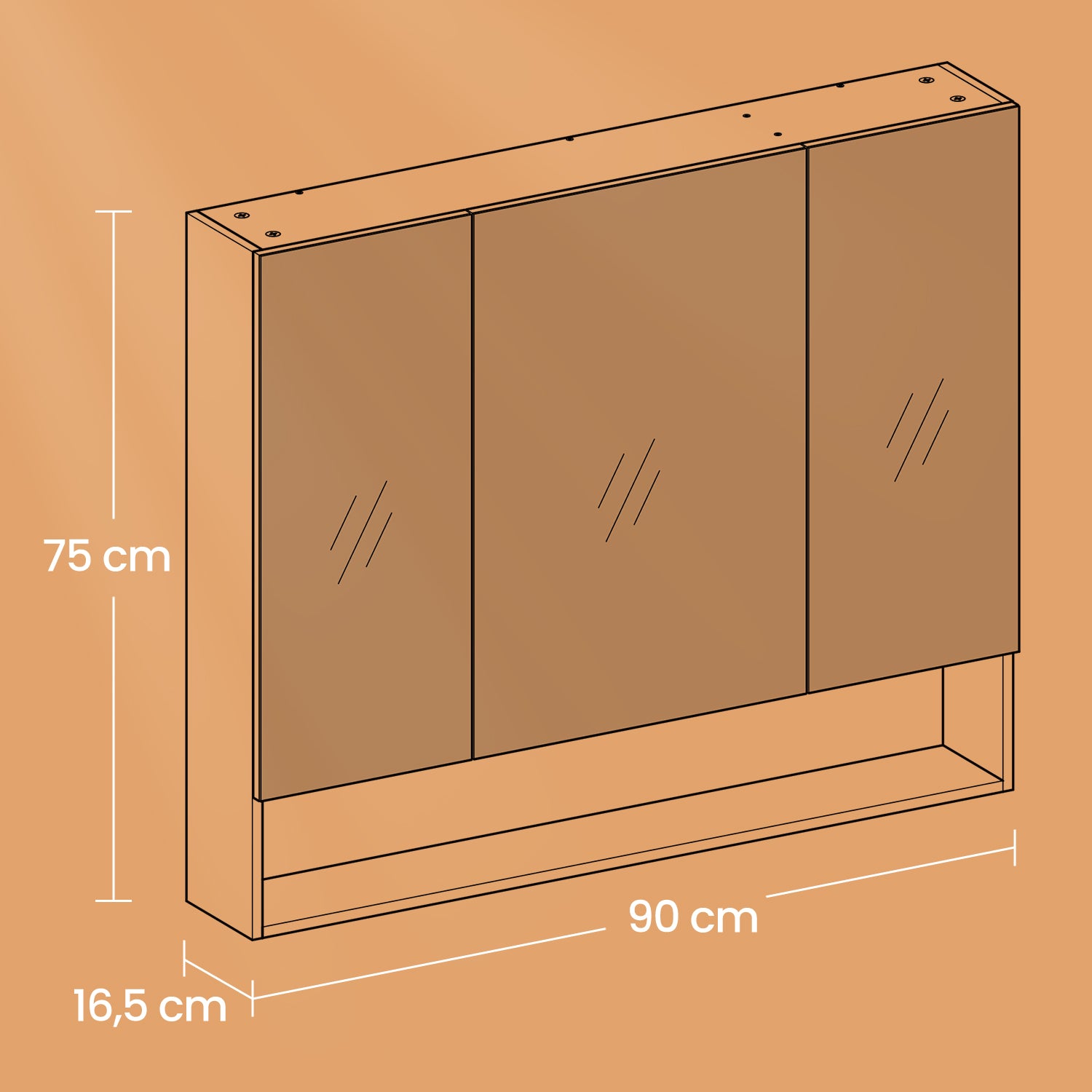 Badkamerkast met 3 deuren, badkamerkast, spiegelkast