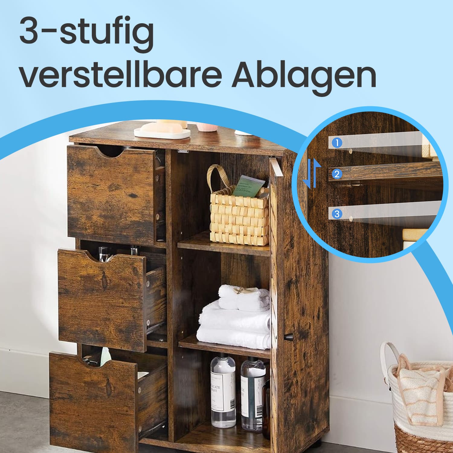 Badkamerkastje, smal badkamerkastje, bijzetkastje