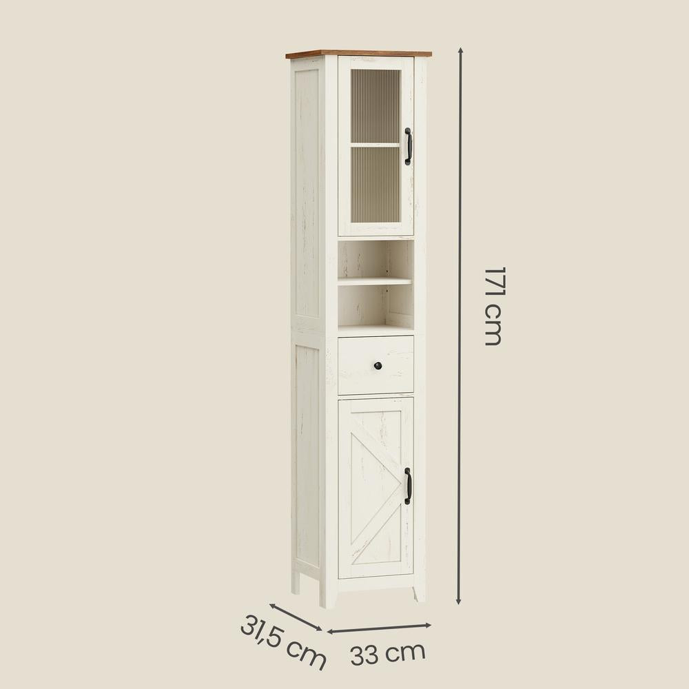 Badkamerkast - Landelijke Stijl - Smal - 171 cm Hoog - Witbruin