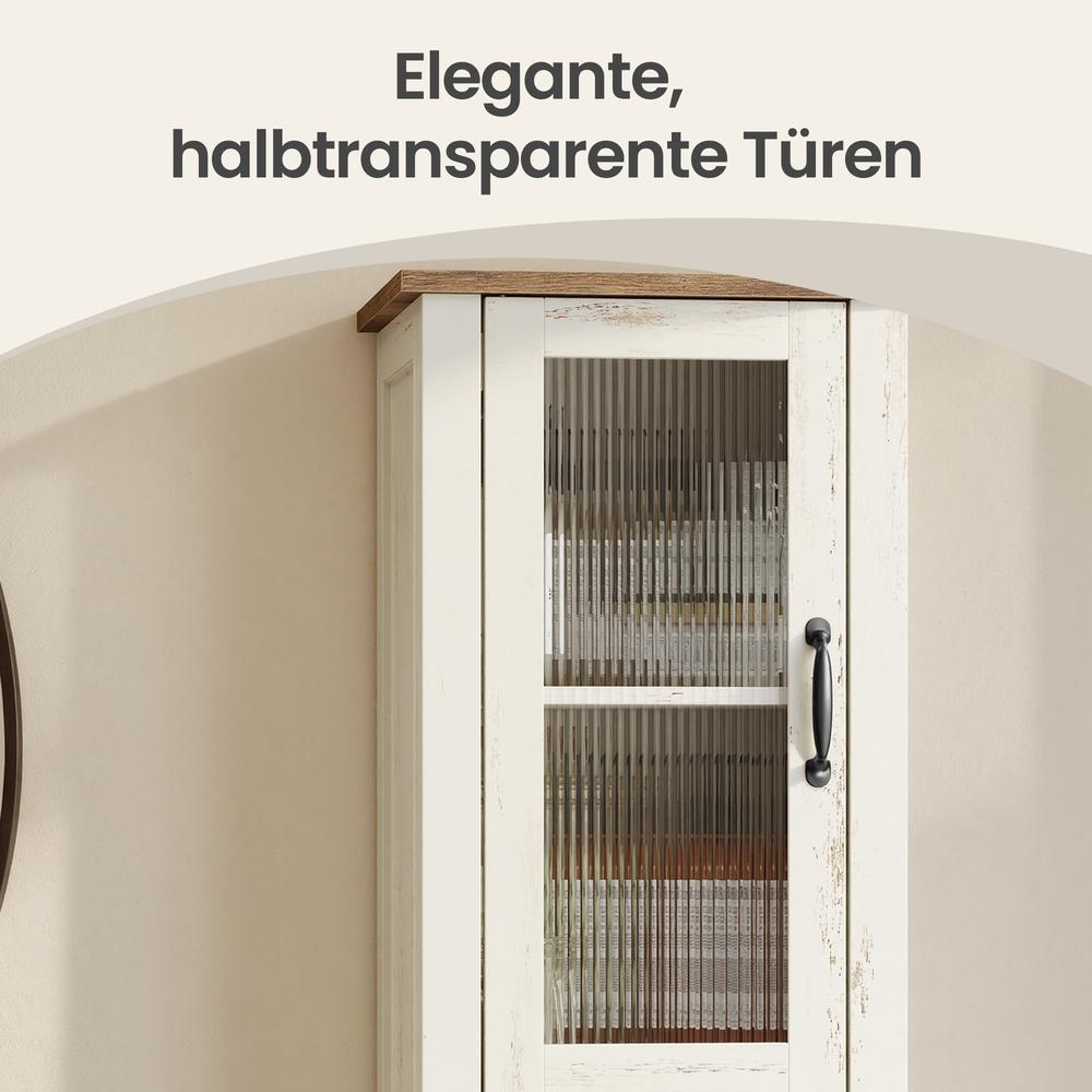 Badkamerkast - Landelijke Stijl - Smal - 171 cm Hoog - Witbruin
