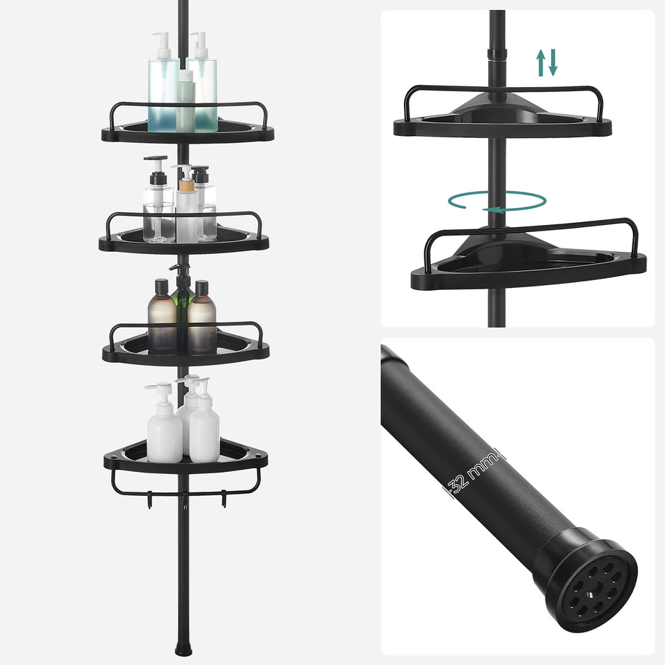 Doucherek - 4 Planken - Telescopisch - Zonder Boren - Wit