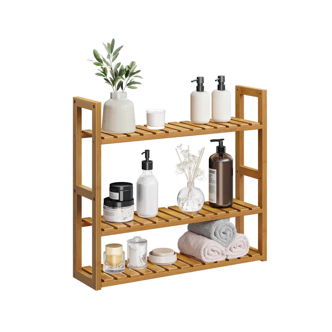 Badrek met 3 Verstelbare Planken – 15x60x54 cm – Koffiebruin