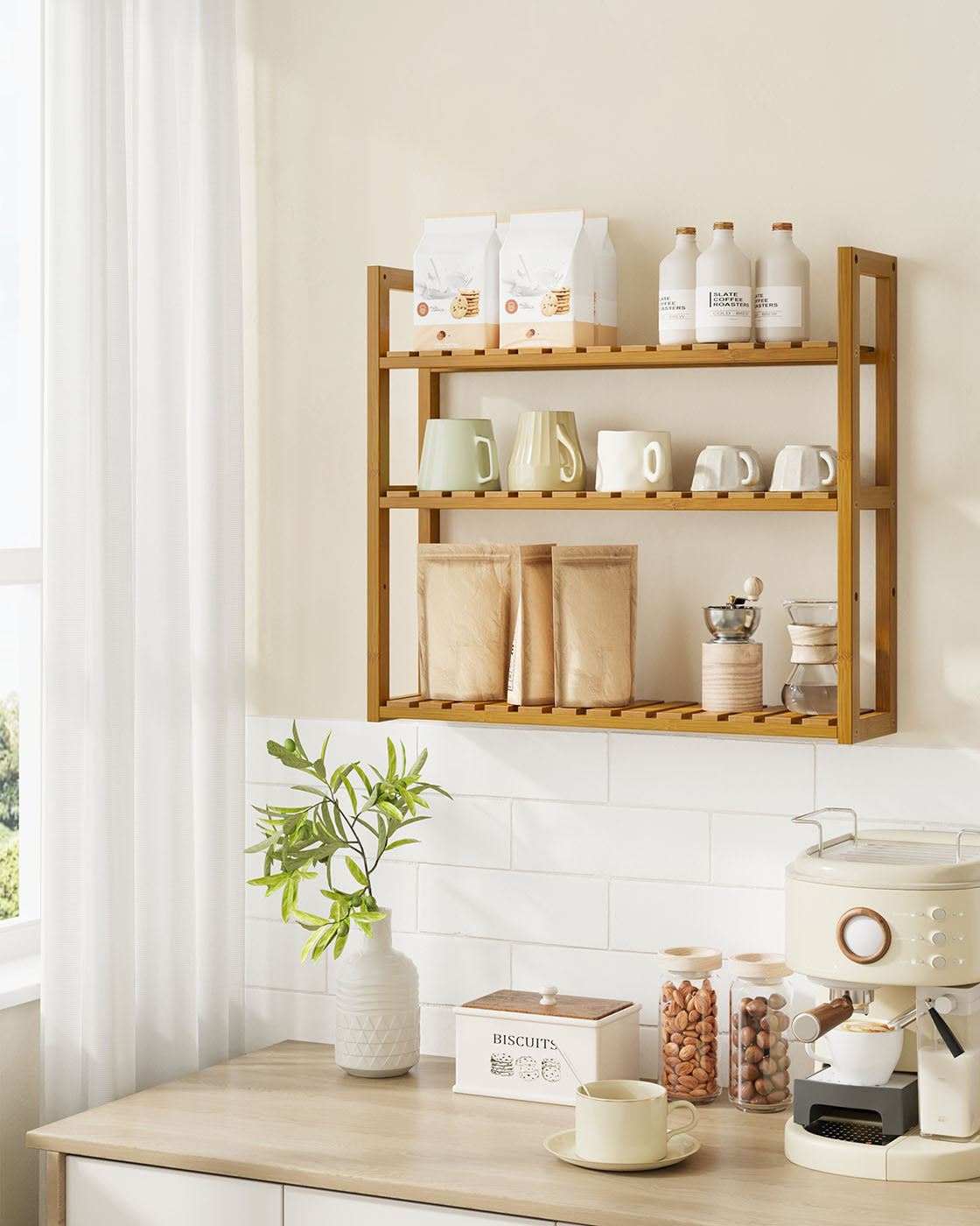 Badrek met 3 Verstelbare Planken – 15x60x54 cm – Koffiebruin