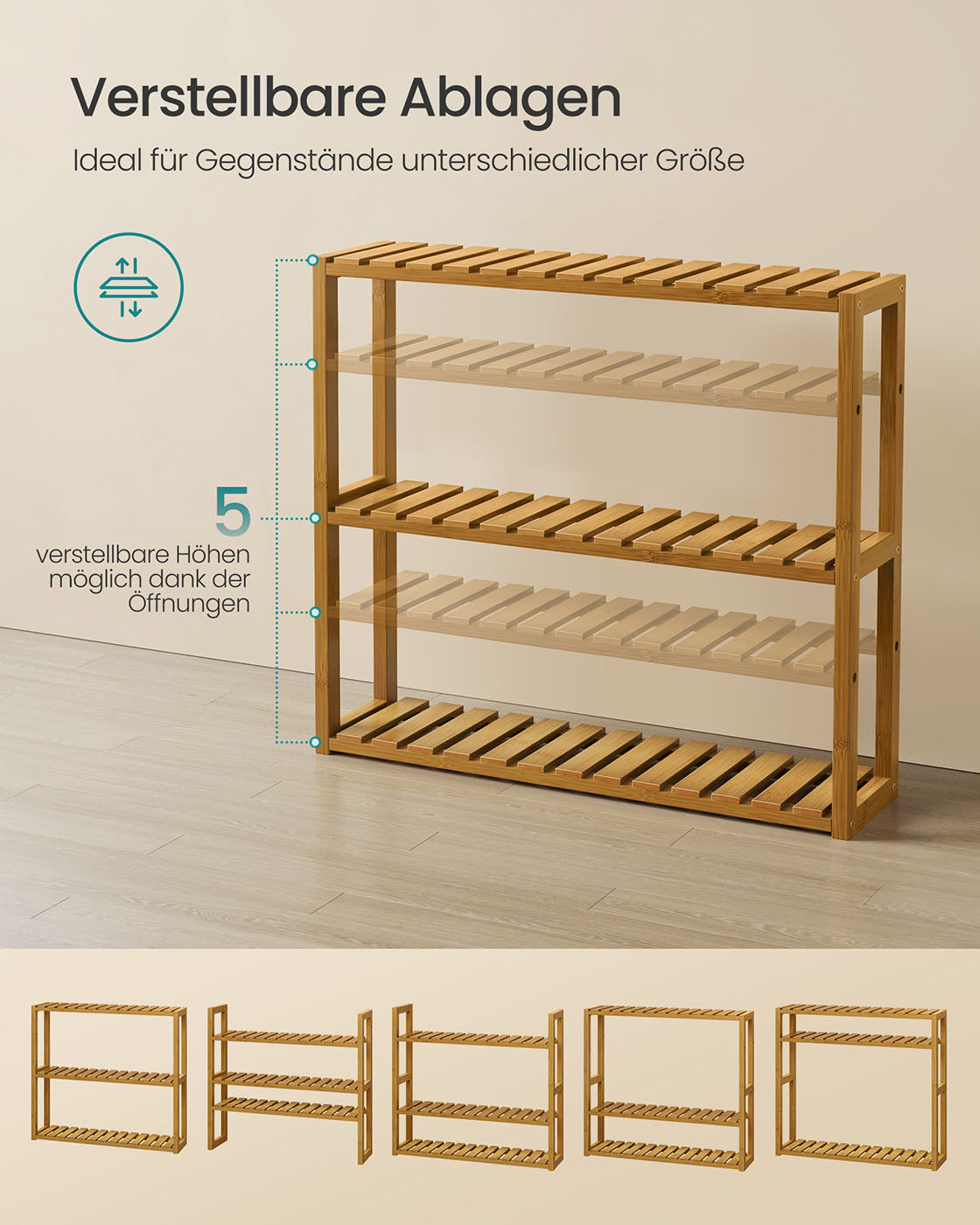 Badrek met 3 Verstelbare Planken – 15x60x54 cm – Koffiebruin