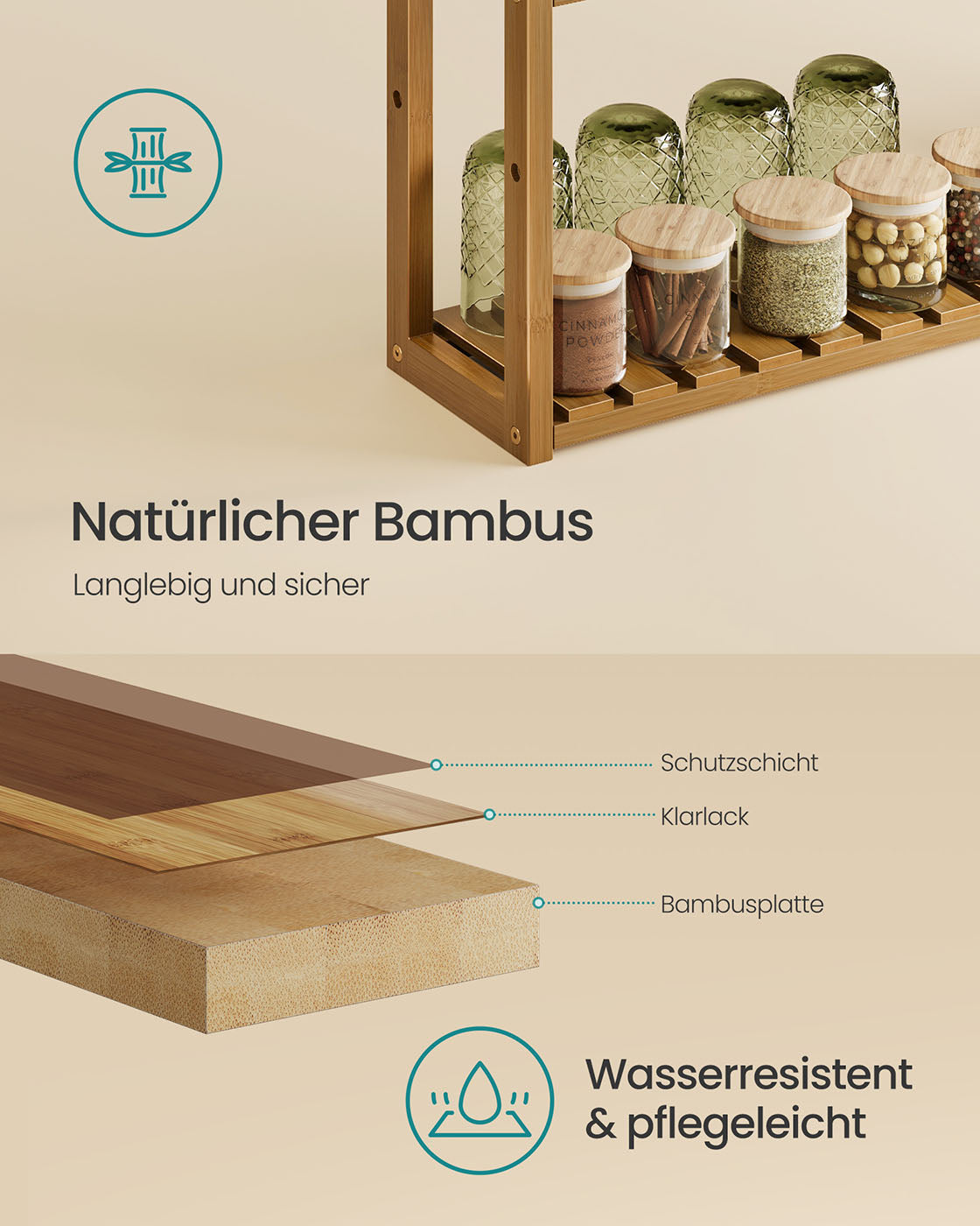 Badrek met 3 Verstelbare Planken – 15x60x54 cm – Koffiebruin