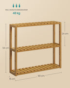 Badrek met 3 Verstelbare Planken – 15x60x54 cm – Koffiebruin