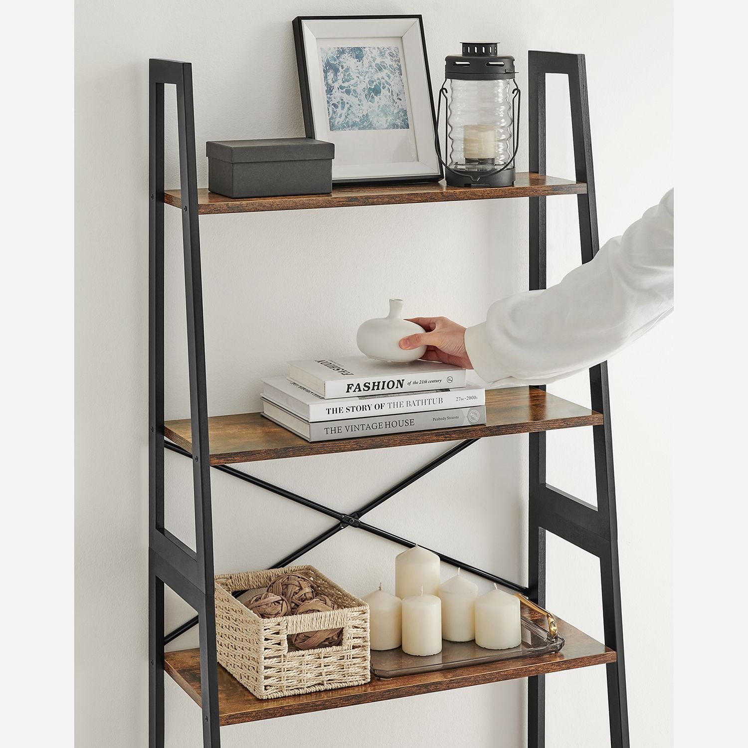 Ladderplank – Industrieel design – Bamboe – Vintage bruin / Zwart