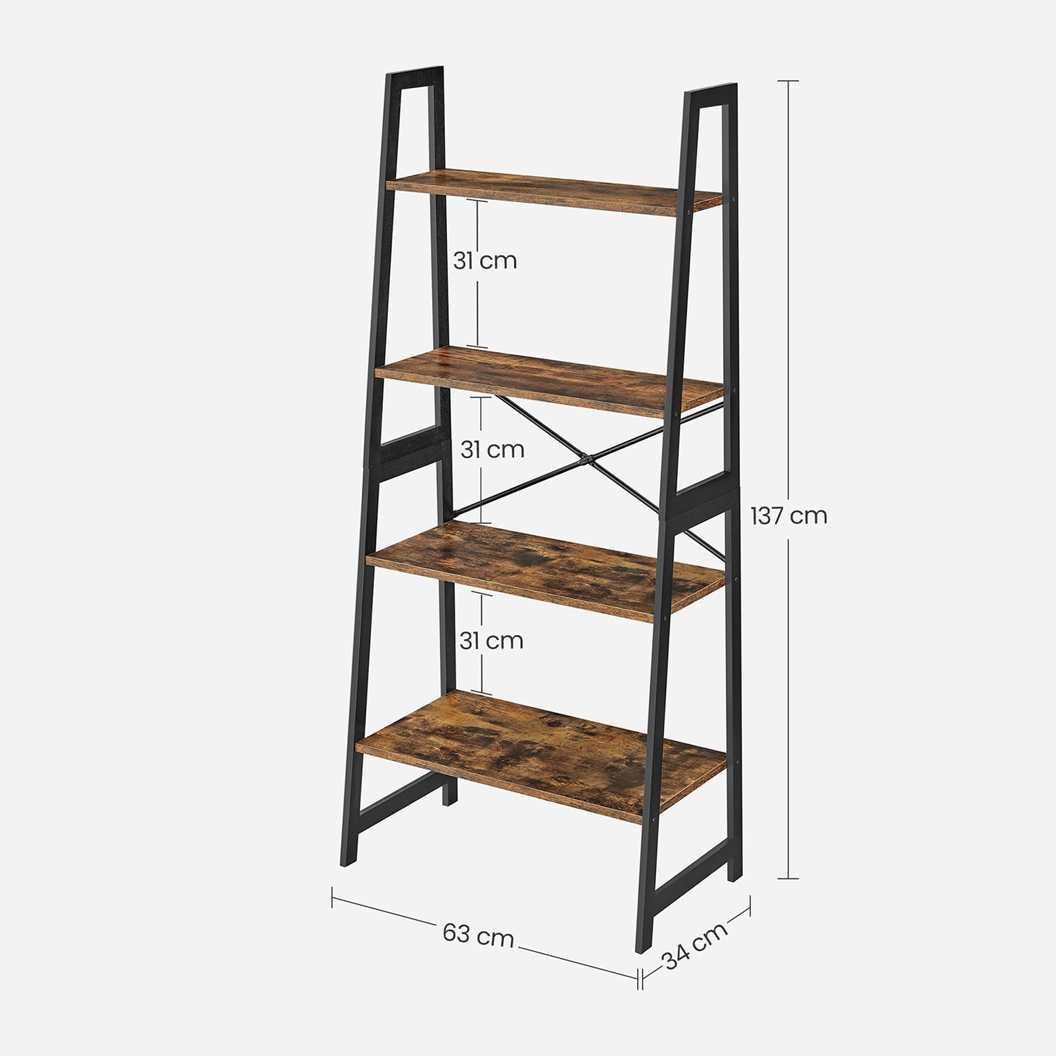 Ladderplank – Industrieel design – Bamboe – Vintage bruin / Zwart