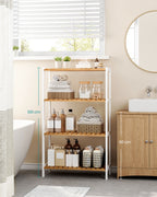 Badkamerplank van bamboe 26 x 60 x 100 cm wit-natuurlijke kleur