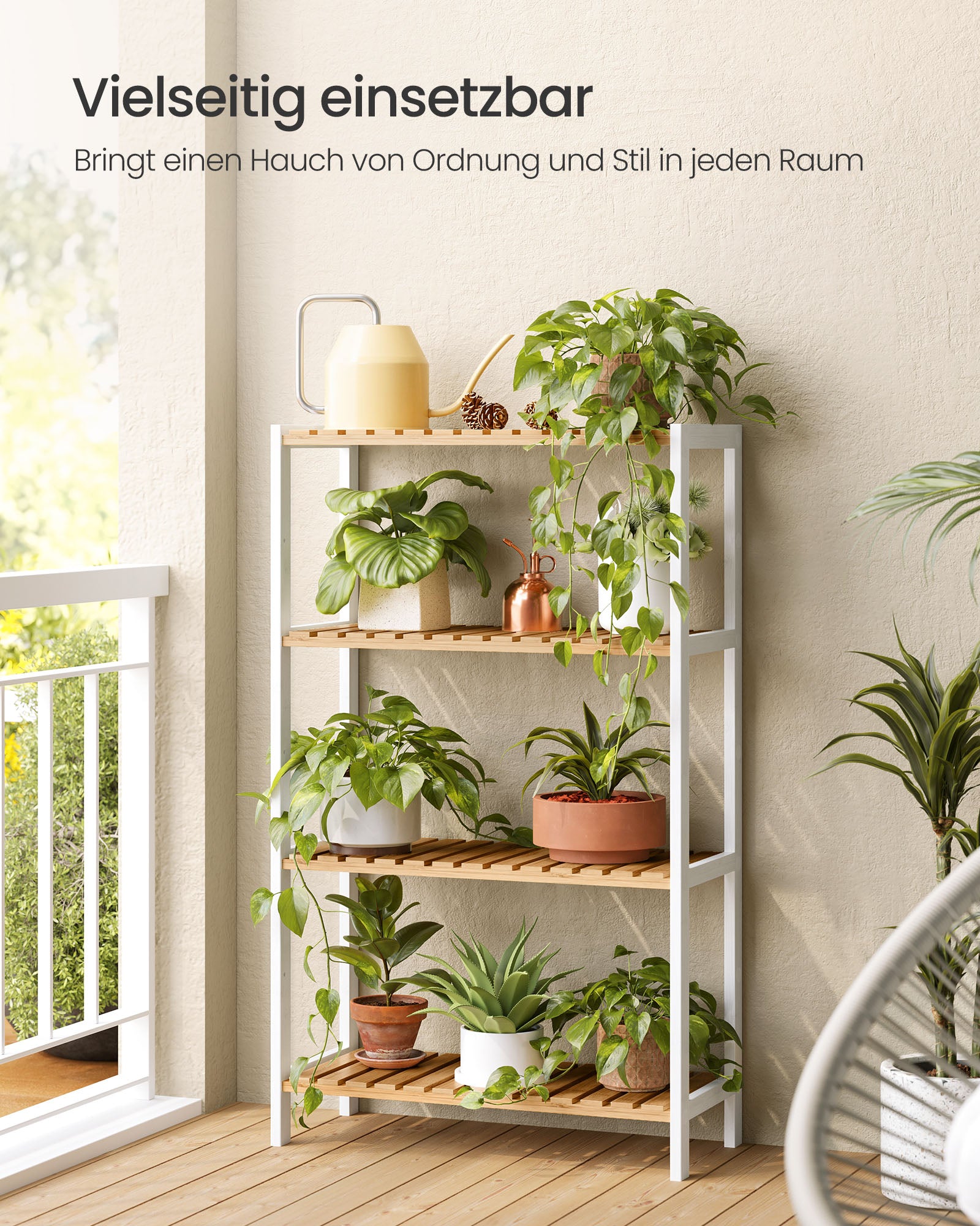 Badkamerplank van bamboe 26 x 60 x 100 cm wit-natuurlijke kleur