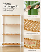 Badkamerplank van bamboe 26 x 60 x 100 cm wit-natuurlijke kleur