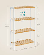 Badkamerplank van bamboe 26 x 60 x 100 cm wit-natuurlijke kleur