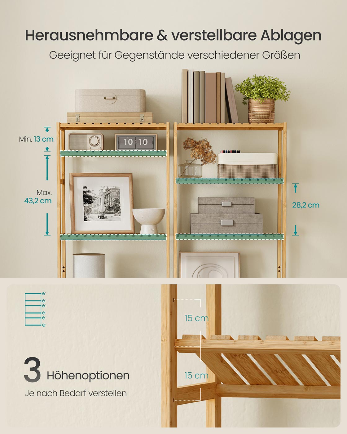 Bamboe plank met zes niveaus – Natuurlijk beige