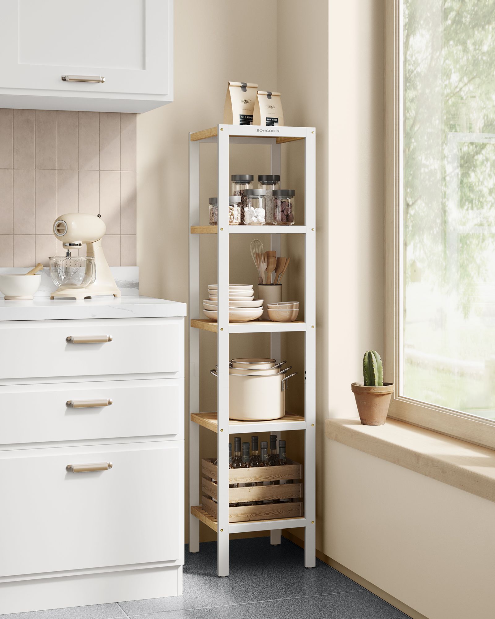 Bamboe Badkamerrek – 5 Lagen – Wolkenwit & Natuurlijk Beige