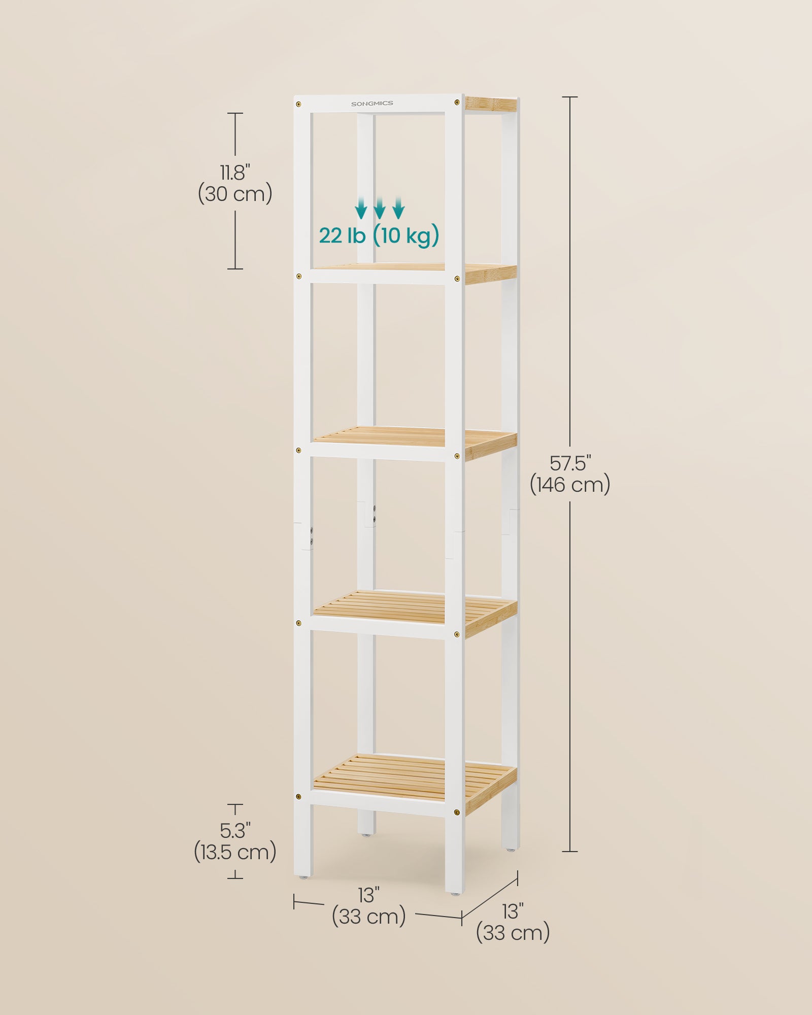 Bamboe Badkamerrek – 5 Lagen – Wolkenwit & Natuurlijk Beige