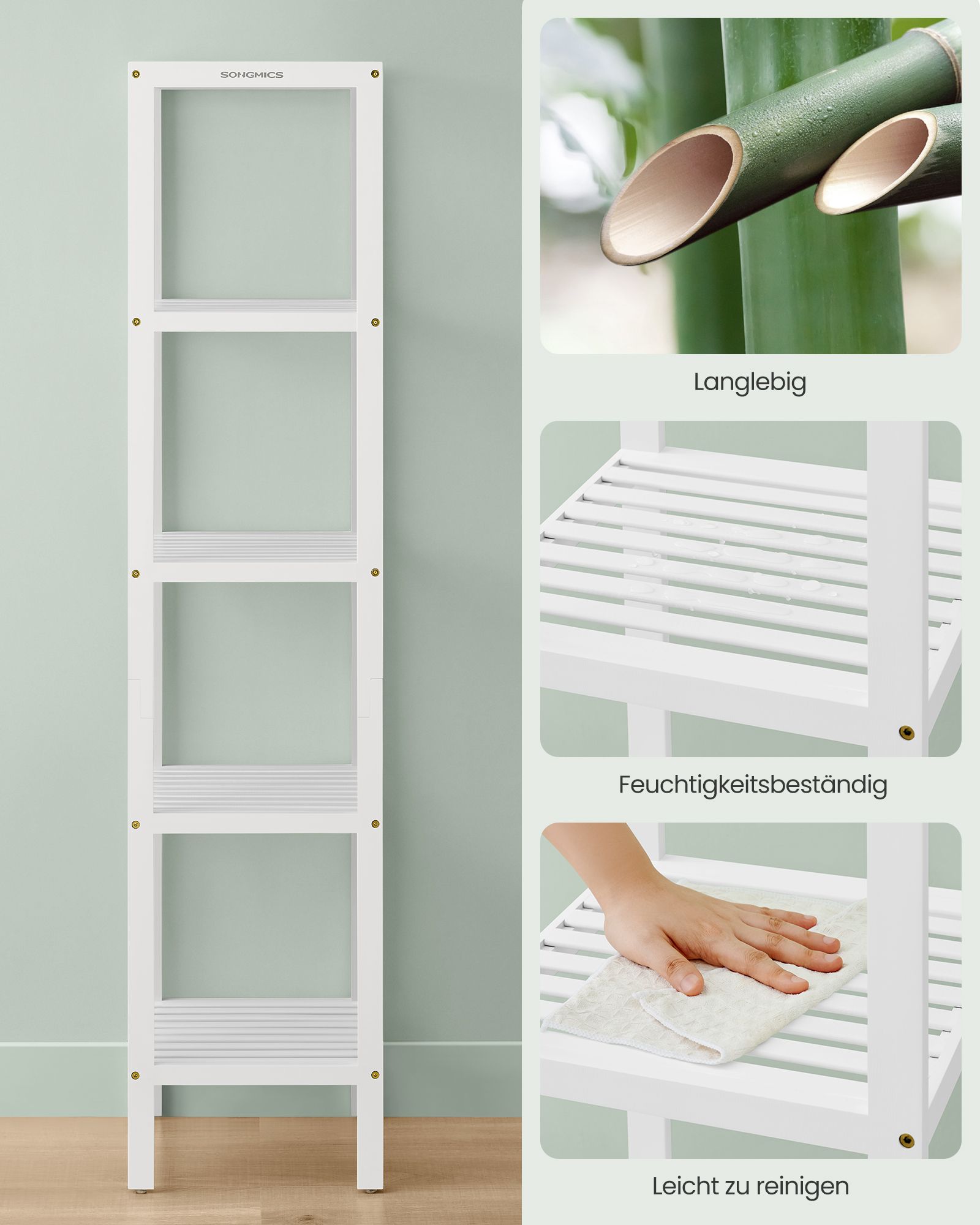Badkamerplank – smal – met 5 niveaus – wolkwit