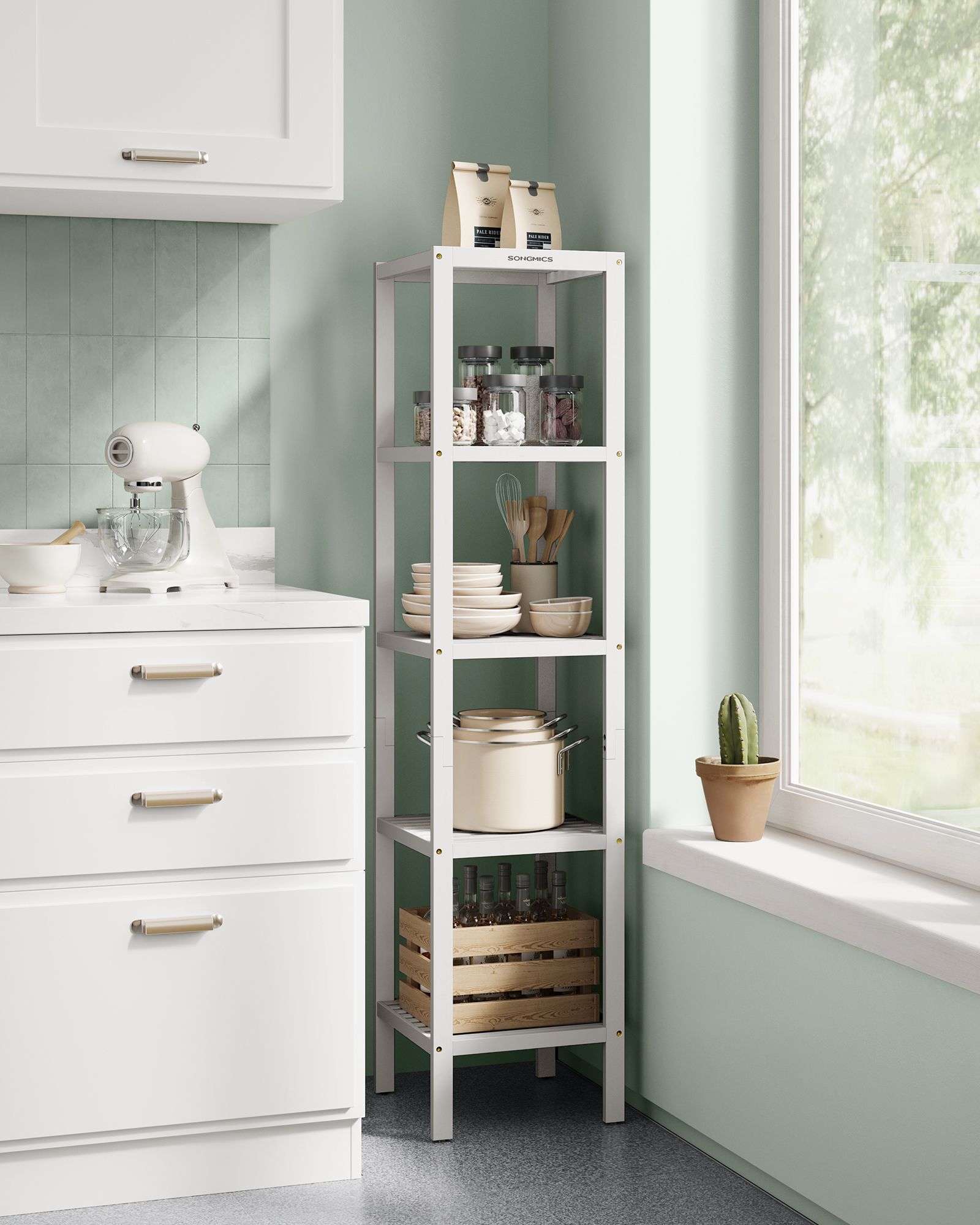 Badkamerplank – smal – met 5 niveaus – wolkwit