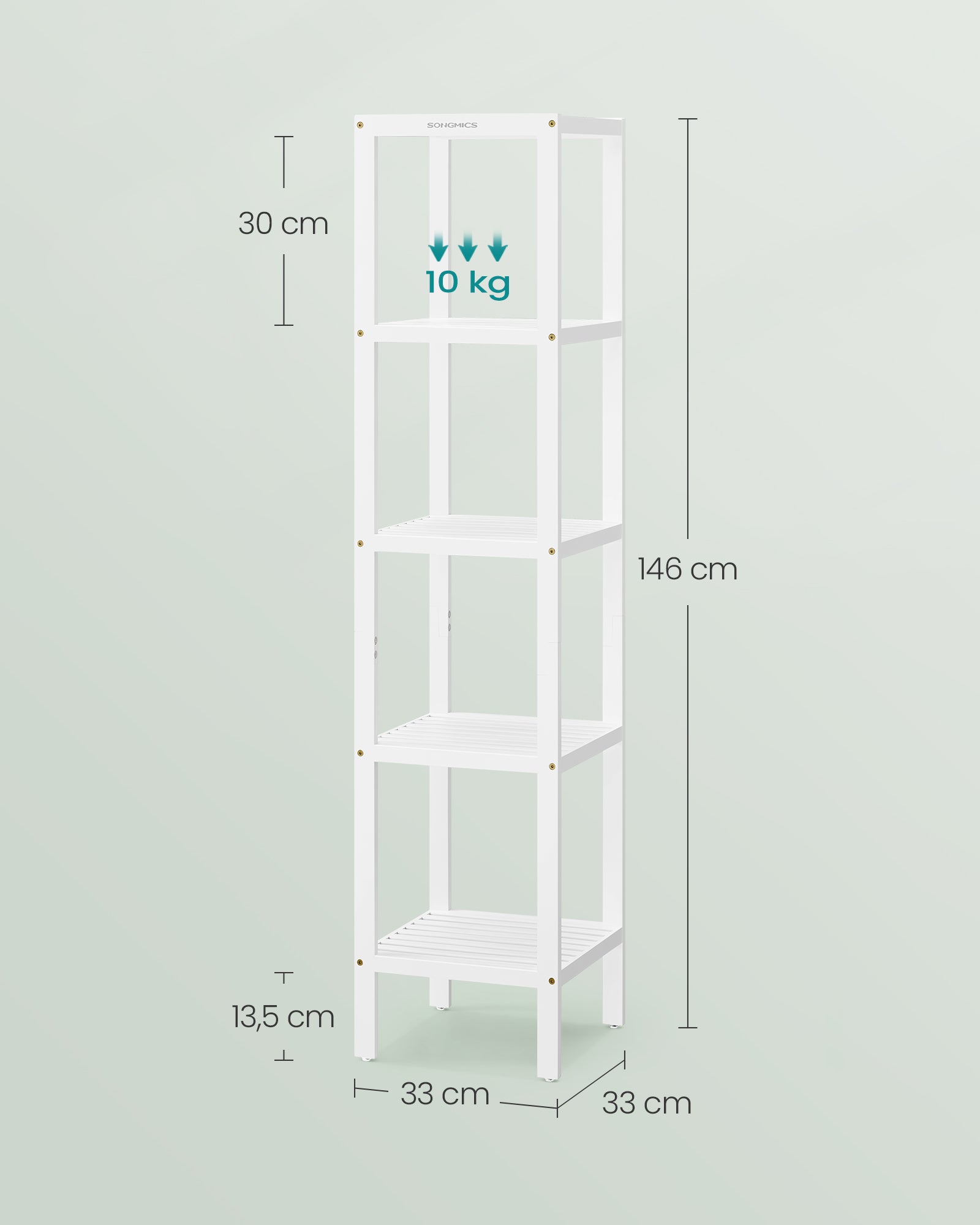 Badkamerplank – smal – met 5 niveaus – wolkwit