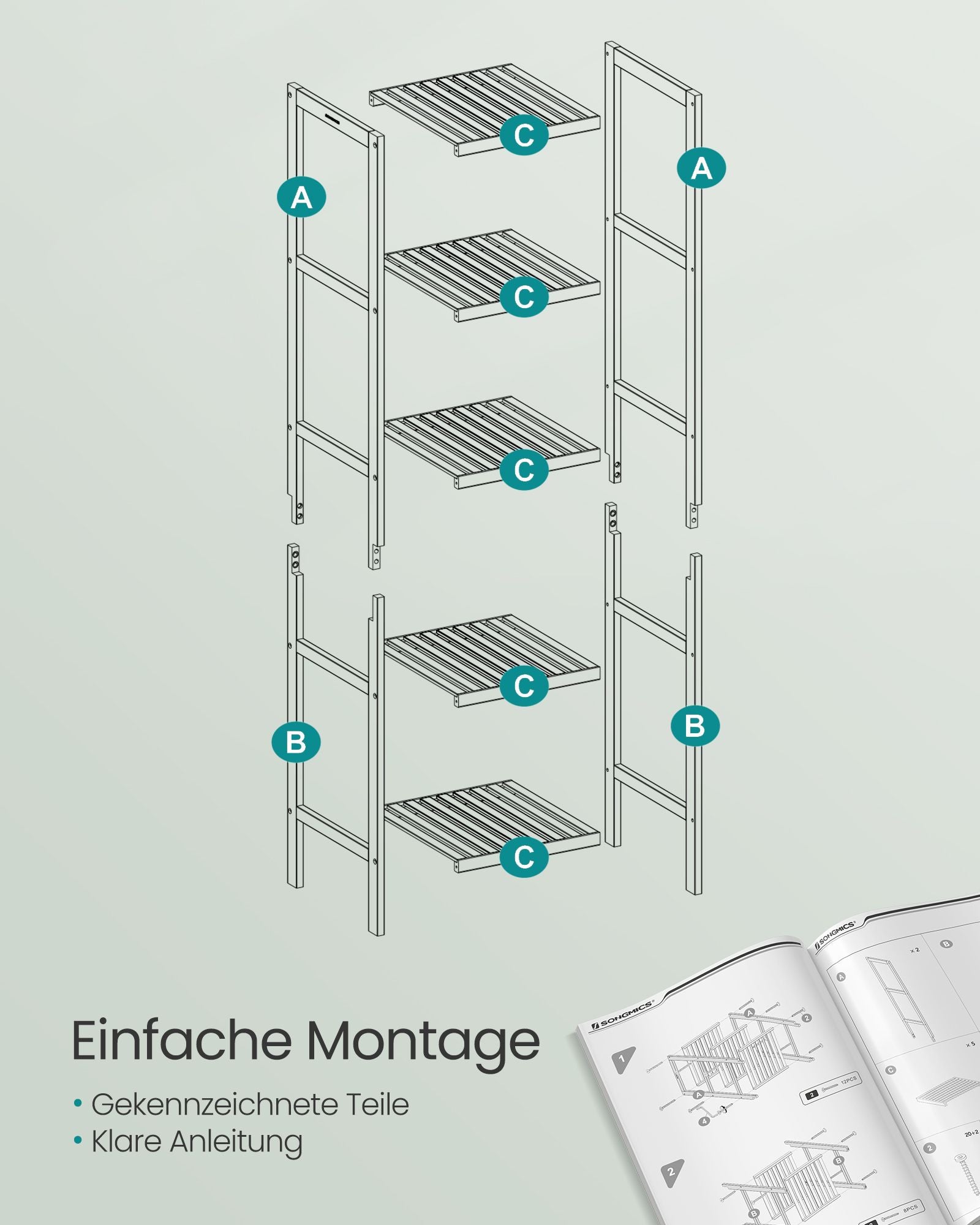 Badkamerplank – smal – met 5 niveaus – wolkwit