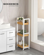 Badkamerplank – met 3 niveaus – smal – ruimtebesparend – wit-natuurkleur