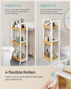 Badkamerplank – met 3 niveaus – smal – ruimtebesparend – wit-natuurkleur